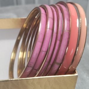 Stackable Bangle Bracelet Metal Purple/Peach Set of 7 Fashion Jewelry